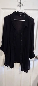 Alfani Women's 2 Piece Black Party/Holiday Blouse & Camisole 3/4 Sleeve Size 2XL - Picture 1 of 12