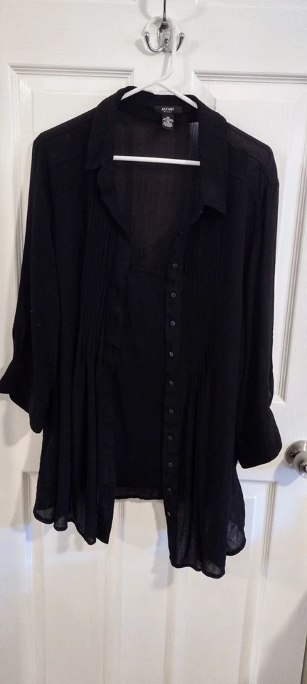 Blusa y camisola negra de fiesta/vacaciones Alfani para mujer de 2 piezas manga 3/4 talla 2XL Foto 1 de 4