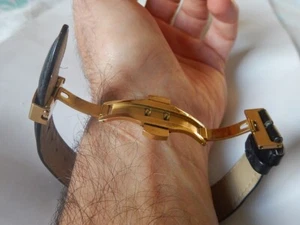 FÜR ARMBAND 20mm FALTSCHLIESSE SCHMETTERLING 18mm GELBGOLD PLATTIERT MIT DRÜCKERN - Bild 1 von 8