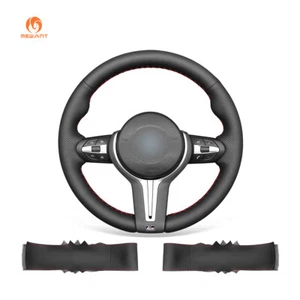 Funda de volante MEWANT Handsew negra cuero sintético para BMW F87 F80 F82 F10 F06 F85 - Imagen 1 de 9