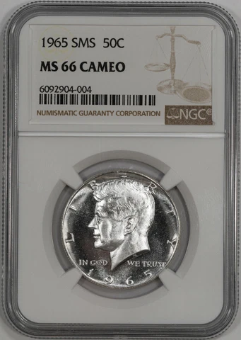 1965 SMS 50C Kennedy Half NGC Near-Superb-BU MS 66 Cameo Contrast High-Grades Cover