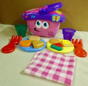 LEAP FROG  SHAPES  AND  SHARING  PICNIC  BASKET  COMPLETE  (A) - Picture 1 of 5