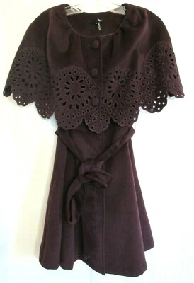 Vestido Ryu Borgonha Lã Vinho Como Cabo Grosso Snap Down Sem Mangas Tamanho P Novo sem etiquetas - Imagem 1 de 4