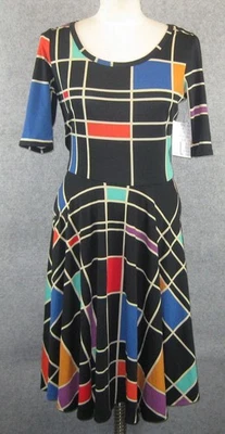 Vestido LuLaRoe Elástico Negro A Cuadros Nicole Talla Grande Nuevo con Etiquetas Foto 1 de 4