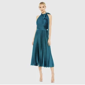Ieena for Mac Duggal Kleid Damen 2 türkisblau Plissee Neckholderkleid Midi formell - Bild 1 von 14