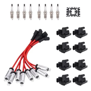 Ignition Coil & Spark Plug & Wire Set for Chevrolet GMC 4.8L 5.3L 6.0L 8.1L V8 - Foto 1 di 18