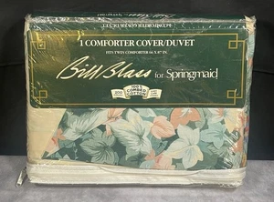 Bill Blass Springmaid Twin Comforter Cover Duvet Casanova Peach Floral Vtg NOS B - Picture 1 of 6