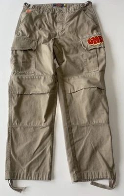 Pantalones de Skate EMPYRE Caqui Carga Logo Burbuja Para Hombres 28 Relax Suelto Calce Botón Mosca Foto 1 de 4