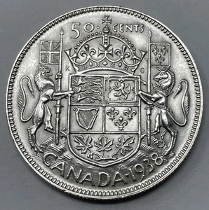 1938 Canada Silver 50 Cent. EF Detail, Cleaning. D-1378 - Picture 1 of 2