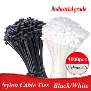 500er-Pack 1000er-Pack 8 Zoll 12 Zoll 15 Zoll Kunststoff-Kabelbinder Reißverschluss Nylon Verpackung Draht weiß schwarz - Bild 1 von 14