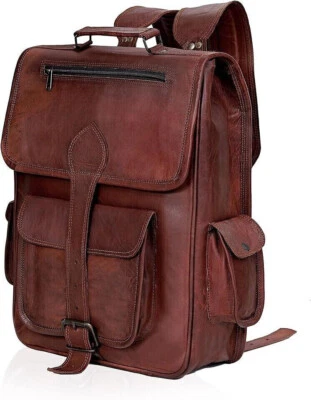 Travel Rucksack Genuine Goat Leather Large Men's Vintage Backpack Unisex Bag - Image 1 of 4