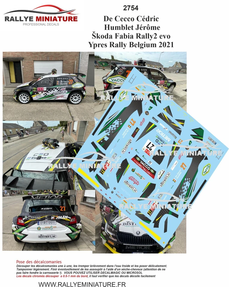 DECALS 1/32 REF 2754 SKODA FABIA DE CECCO YPRES RALLY 2021 WRC RALLYE BELGIQUE - Bild 1 von 1