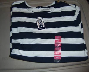 Top s/s NAUTICA in cotone a righe blu navy/bianco nuovo con etichetta - TAGLIA XXL - Foto 1 di 3