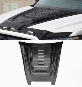 Black+Carbon Hood Bonnet Guard Cover Molding Fender Fits Toyota Tundra 2022-2026 - Picture 1 of 7