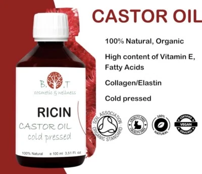 B O T COSMETIC AND WELLNESS Ricin Organic Castor Oil for Eyelashes Eyebrows Hair Growth Cold Pressed 250ml ✅