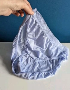 Vintage FTL Nylon Panties NWOT NOS DEADSTOCK Sz 7 Blue Liquid Satin 1990s HTF - Picture 1 of 8
