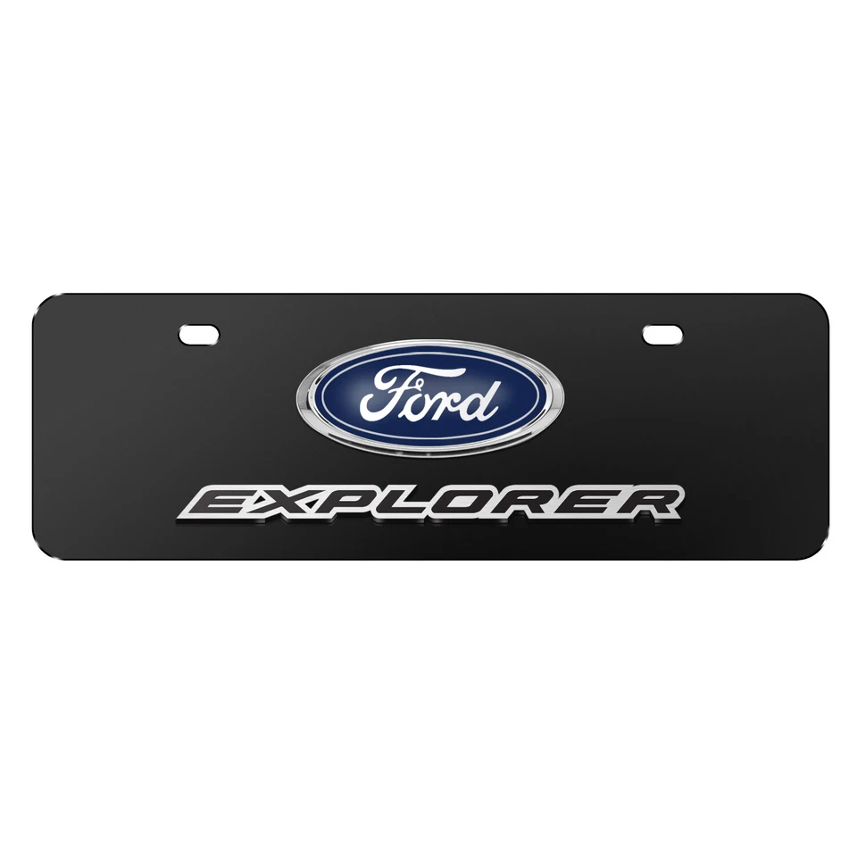 Logotipo Ford Explorer 3D en negro 12"x4" tamaño medio acero inoxidable matrícula Foto 1 de 4