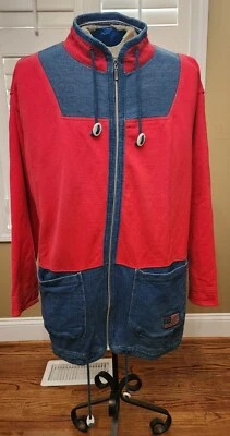 Liz Claiborne Women's XL Full Zip.  Jacket Red &Blue Pockets U.S.A. Flag patch  - Image 1 of 4