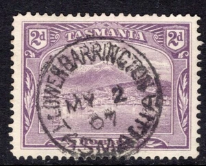 Tasmania LOWER BARRINGTON 1907 pmk on 2d pictorial rated S- (4*) by Hardinge - Imagen 1 de 1