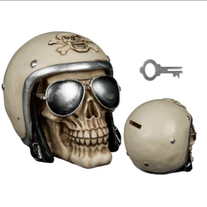 Hucha Calavera Motociclista con Casco y Gafas de Sol 5735 - Imagen 1 de 1