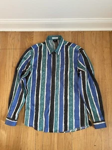 Gianni Versace Collection Long Sleeve Button Shirt M/L size 43 Stripped Snake - Picture 1 of 12
