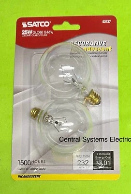 Satco 2-Pack 25 Clear G16.5 Night Light Bulb E12 Base - Image 1 of 2