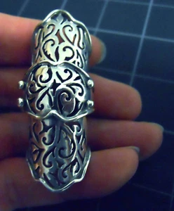 Armor Ring - Articulated Sterling Silver - Size 7 1/2 NEW Vintage Knight Rare - Picture 1 of 11