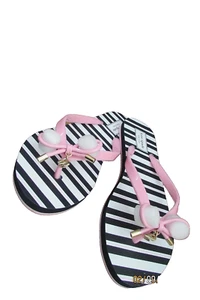 Kate Spade NY Pink Bow Gold Logo Charm Thong Sandals Nova flip flops-sz 6-NWOB - Picture 1 of 8