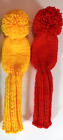 2 Hand Knit Golf Club Headcovers 11-inch Yellow, Red, fits Hybrid Small Woods