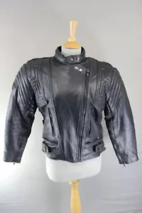 CLASSIC AKITO T-FORCE PLUS BLACK LEATHER BIKER JACKET WITH CE ARMOUR: SIZE 12 - Picture 1 of 9