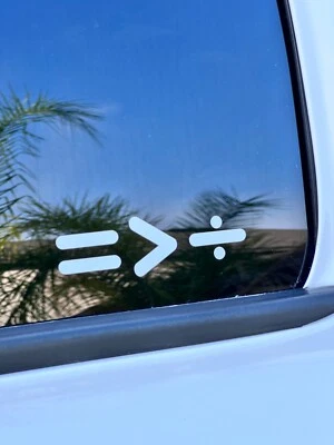 SSP VINYL Equal Greater Than Division Equality Car Laptop Tumbler Vinyl Decal Sticker