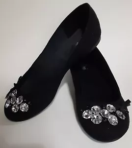 Fioni Schuhe Ballerinas Gwen schwarz Wildlederimitat Strass verziert Größe 9 - Bild 1 von 8
