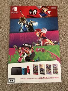 "Seltenes Nintendo Switch Mario Zelda Link Splatoon Promo Poster Neu 11""x17"""
