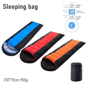 3 Season Single Sleeping Bags Camping Rectangular Envelope Zip Up Kids Adult - Picture 1 of 27