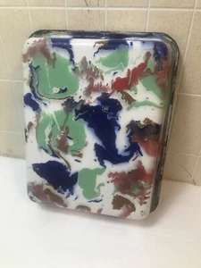 SELTENES END OF DAY KOBALTBLAU MEHRFARBIG Granitgeschirr Emaillegeschirr ANTIK UNIKAT! - Bild 1 von 14