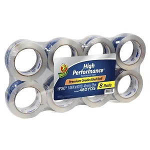 Duck High Performance Clear Packing Tape Refills - 8 Rolls of HP260 Strong Pa... - Picture 1 of 8