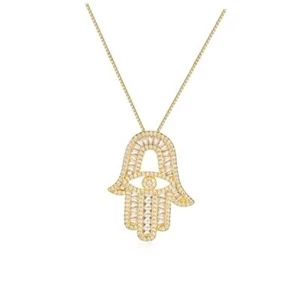 Evil Eye Hamsa Necklace for Women Hamsa Hand Necklace Good Luck Charm gold - Picture 1 of 6