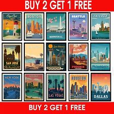 VINTAGE TRAVEL POSTERS WALL ART PRINT UNITED STATES CITY TOURISM WALL ART