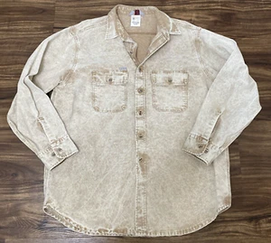 Vintage Carhartt Jacket Shirt Acid Wash Denim Canvas Union Label USA Tan XXL - Picture 1 of 20