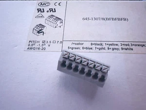 645-1307/8 Teilbar PCB Terminal 645 7-Position 3.5mm Pitch Gray Push Wire - Picture 1 of 5