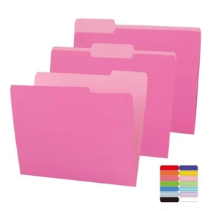 Two-Tone File Folders1/3 Cut Tabs File FolderPink Letter Size 36 Pack Colored... - Picture 1 of 5
