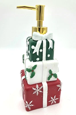 Caja de regalo apilada de Navidad dispensador de loción de jabón decoración navideña rojo blanco verde  Foto 1 de 4