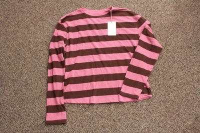 Camisa A New Day Para Mujer XS Púrpura Marrón Rayas Manga Larga Cuello Redondo Camiseta Freddy Foto 1 de 4