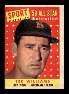 1958 Topps No485 Тед Уильямс в очень хорошем состоянии HOF-10002305 - Изображение 1 из 2