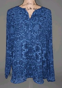 Jennifer Lopez - Beautiful Blue Paisley Hi-Low Tunic - Women's Size 1X - Picture 1 of 3