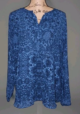 Jennifer Lopez - Beautiful Blue Paisley Hi-Low Tunic - Women's Size 1X - Image 1 of 3