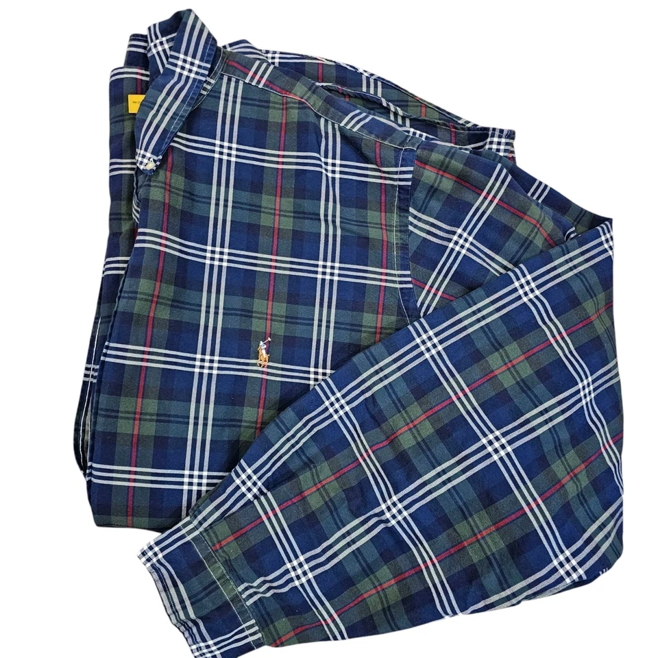 Ralph Lauren Mens 4XLT Shirt Plaid Button Down Long Sleeve Tall Green Blue - Image 1 of 4