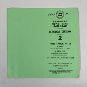 1967 Seaboard Coast Line Railroad Time Table 2 Savannah Division - Picture 1 of 15
