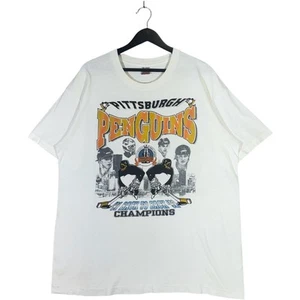 Vintage Pittsburgh Penguins Back to Back Champs Tee 1992 XL White - Picture 1 of 7