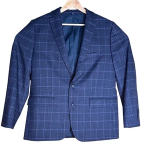 APT.9 Men's Navy Blue Plaid Slim Fit Essential Premier Flex Blazer 44R - Picture 1 of 9